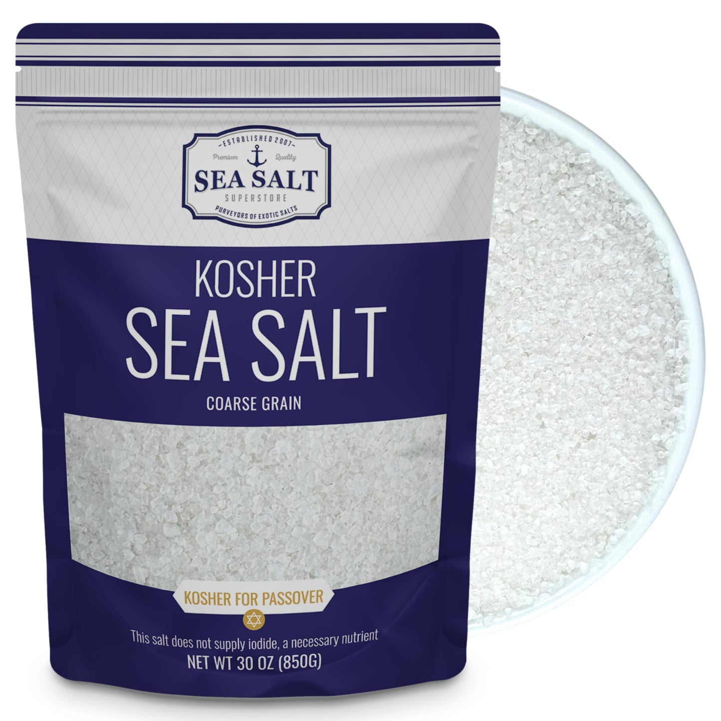 Kosher Coarse Grain Sea Salt - 30 oz Pouch