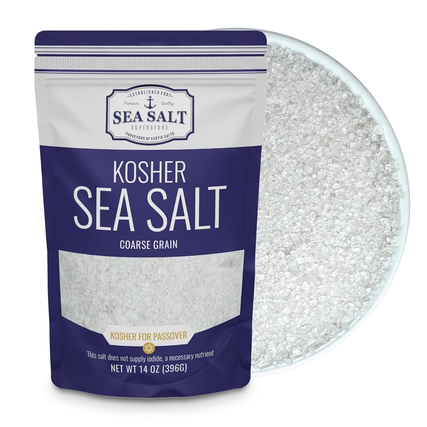 Kosher Coarse Grain Sea Salt 14 oz Pouch