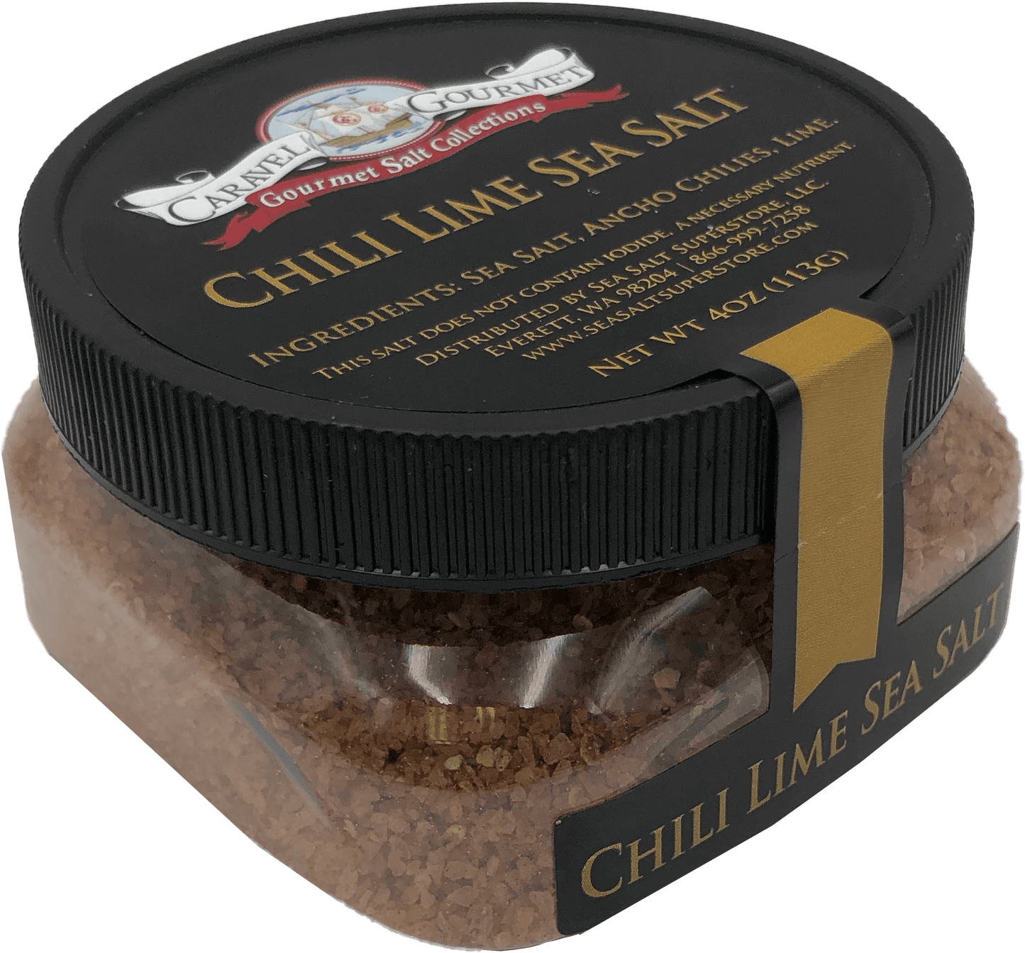 Chile Lime Sea Salt - 4 ounce Stackable Containers, Caravel Gourmet (Case of 6)