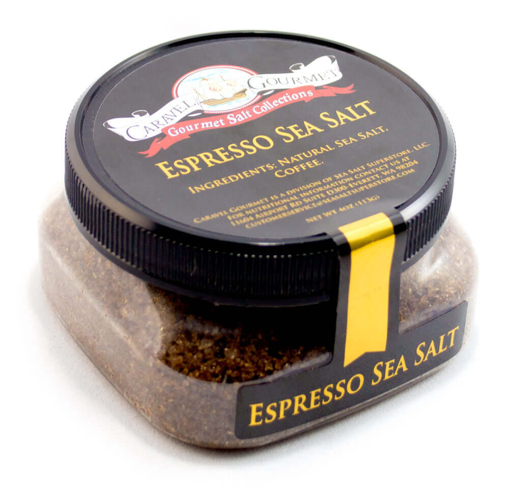 Espresso Sea Salt - 4 oz - Stackable Container - Caravel Gourmet - Case of 6
