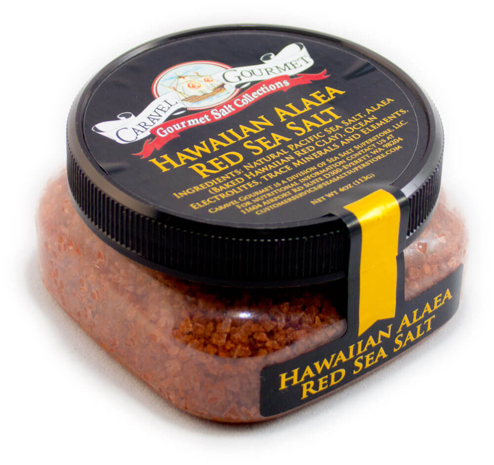 Hawaiian Alaea Red Sea Salt - 4 oz - Stackable Container - Caravel Gourmet - Case of 6