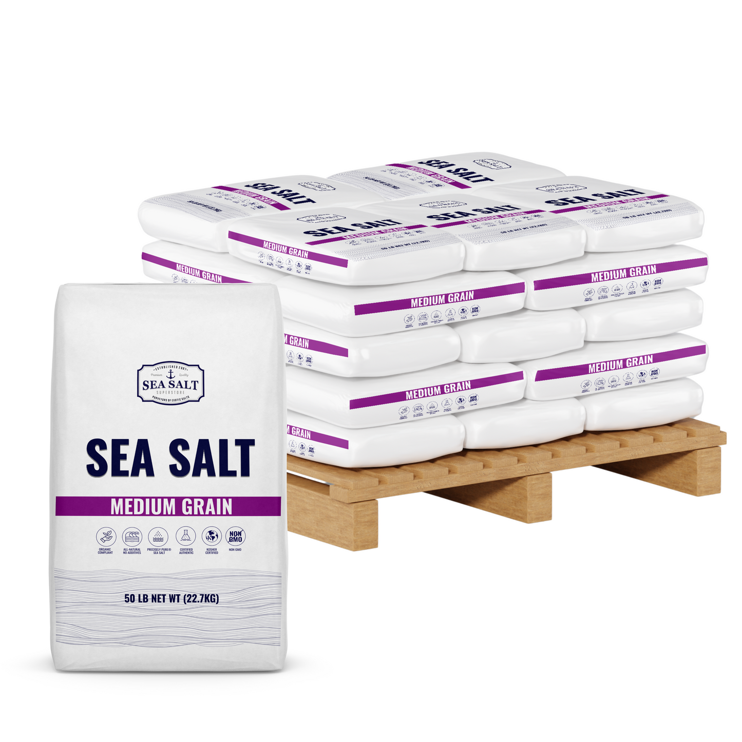 Medium Grain - Natural Sea Salt - Half Pallet