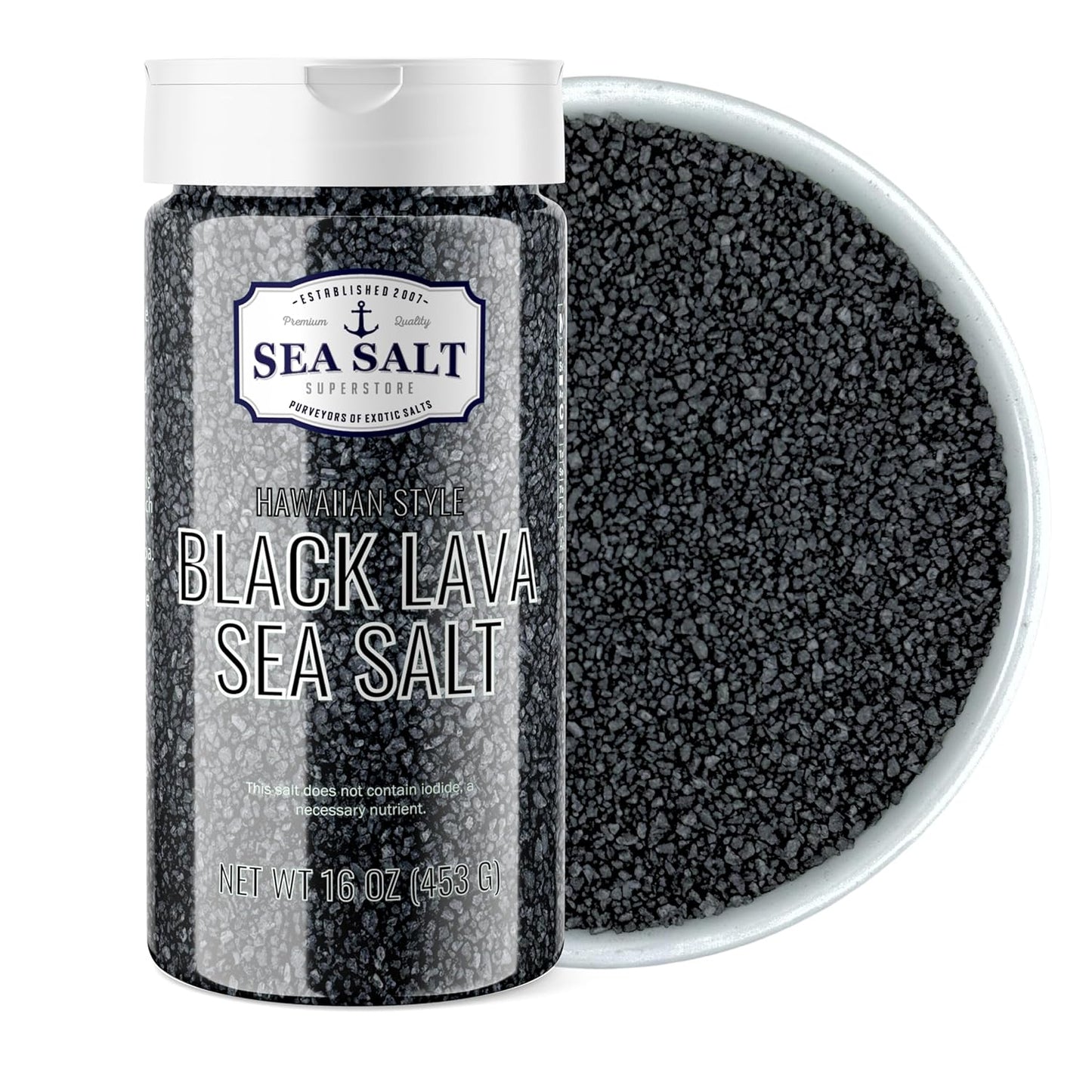 Black Lava Sea Salt - 16 oz Shaker
