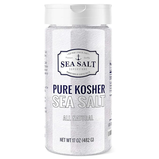 Kosher Fine Grain Sea Salt - 16 oz Shaker