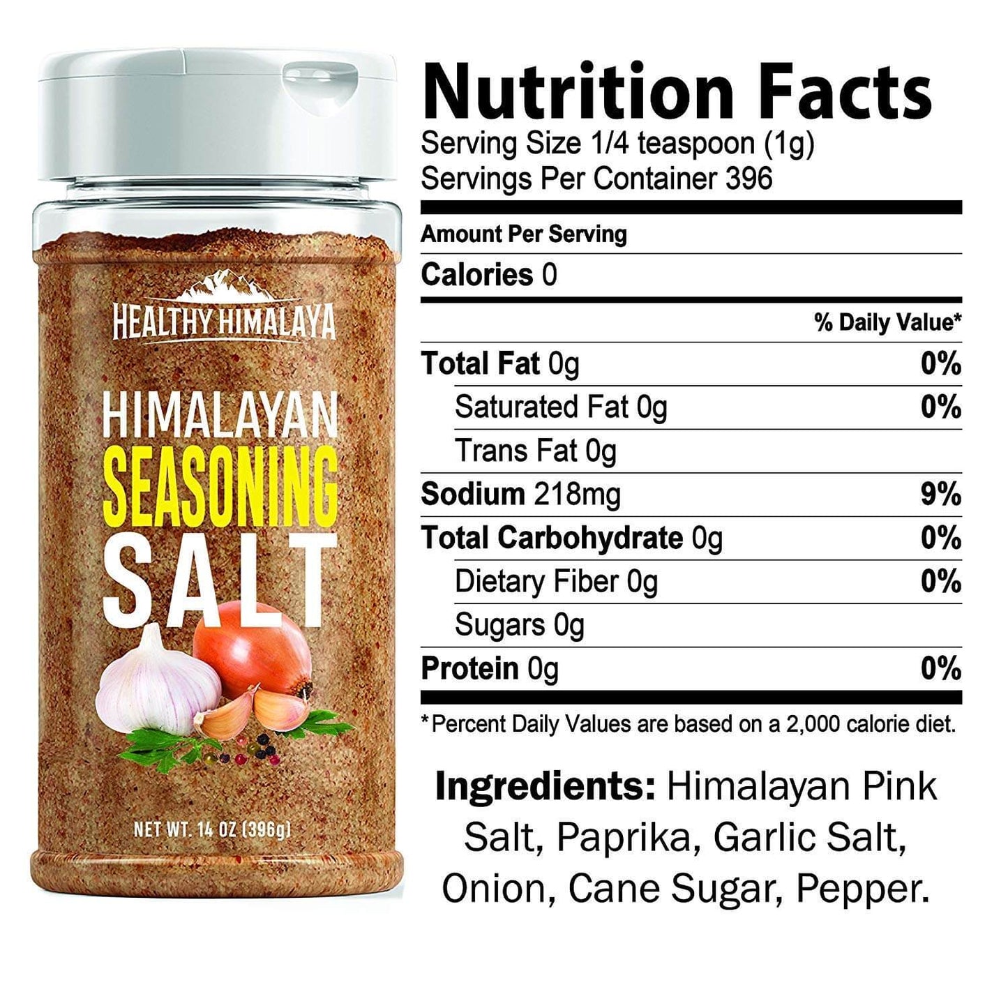 Himalayan Seasoning Salt - 14 ounce Shaker, Healthy Himalaya (Case of 8)