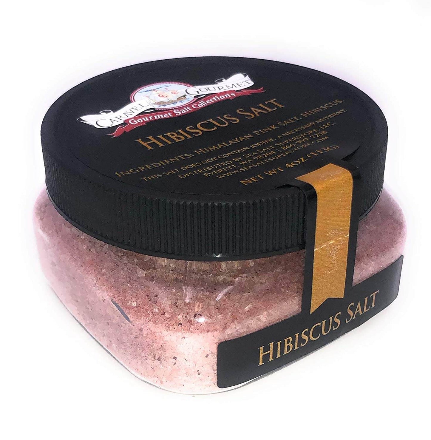 Hibiscus Sea Salt - 4 oz - Stackable Containers - Caravel Gourmet - Case of 6