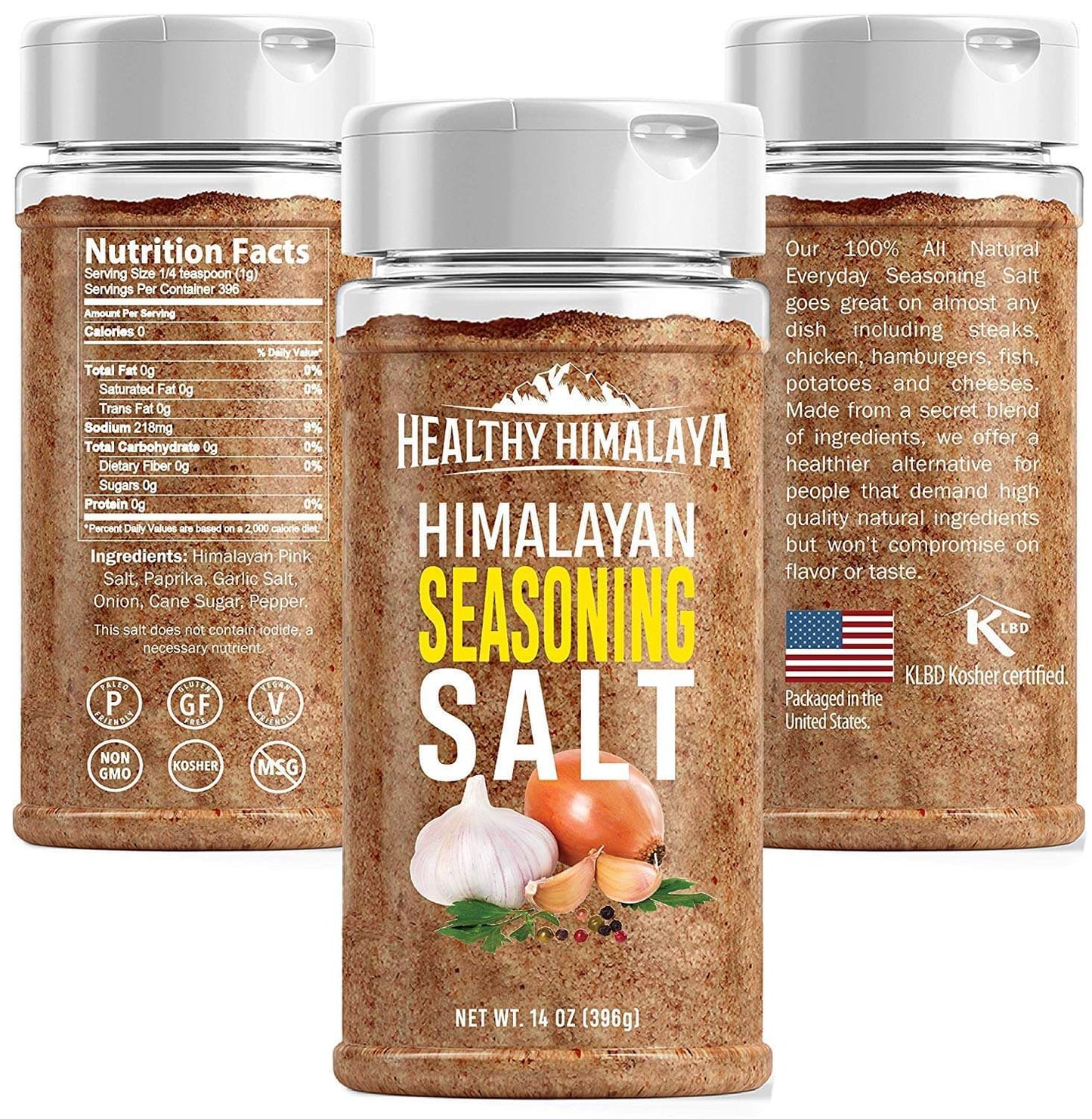 Himalayan Seasoning Salt - 14 ounce Shaker, Healthy Himalaya (Case of 8)