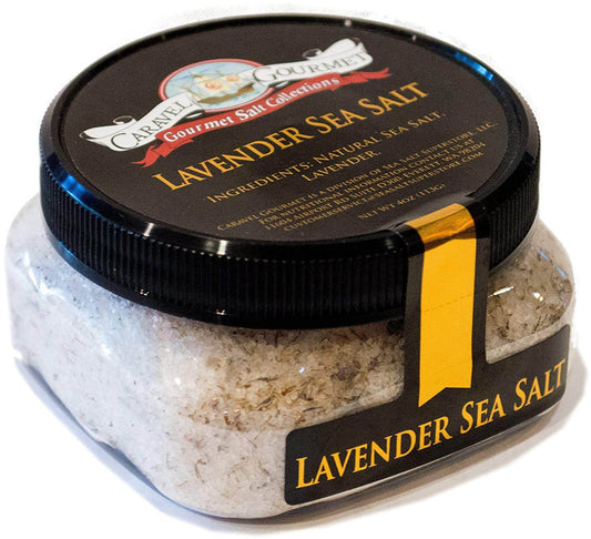 Lavender Sea Salt - 4 oz - Stackable Container - Caravel Gourmet - Case of 6