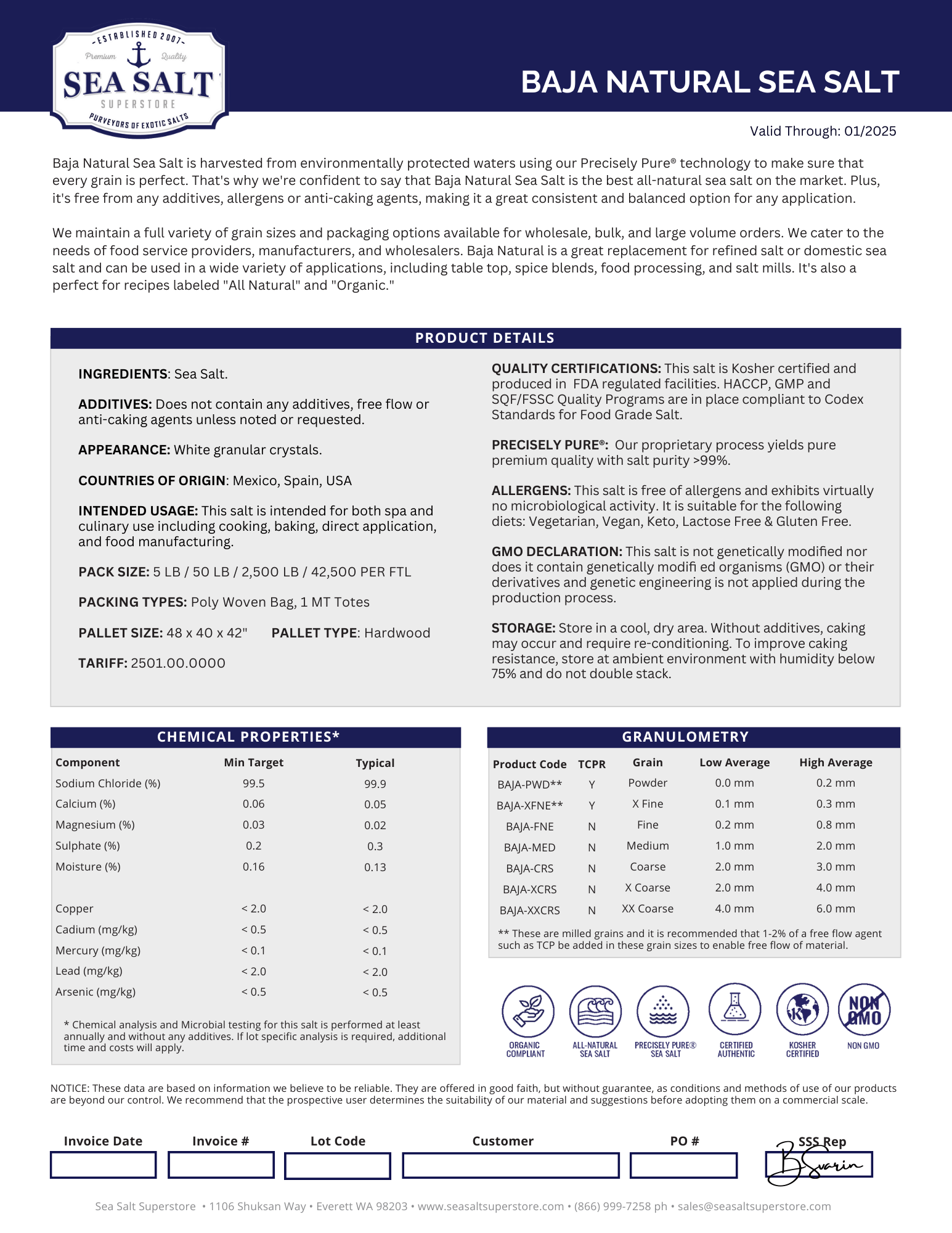 Fine Sea Salt - All Natural, No Additives