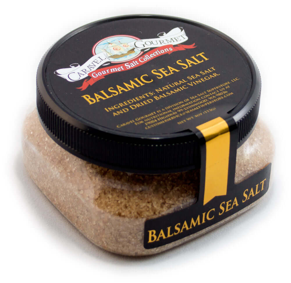 Balsamic Sea Salt - 4 oz - Stackable Container - Caravel Gourmet - Case of 6
