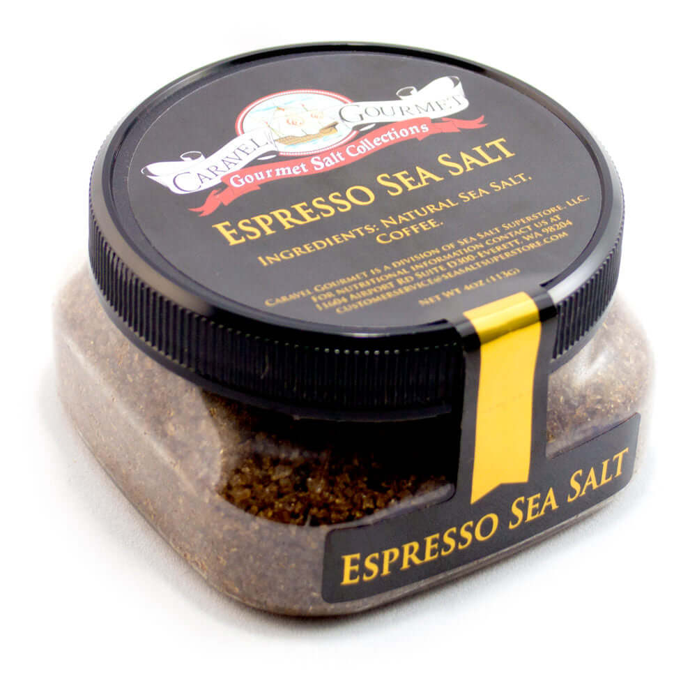 Espresso Sea Salt - 4 oz - Stackable Container - Caravel Gourmet - Case of 6