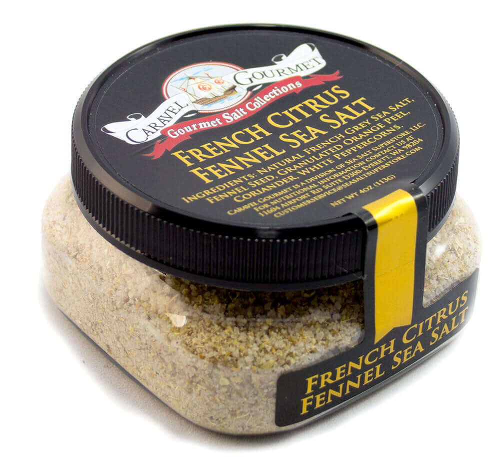 French Citrus Fennel Sea Salt  - 4 oz - Stackable Container - Caravel Gourmet - Case of 6