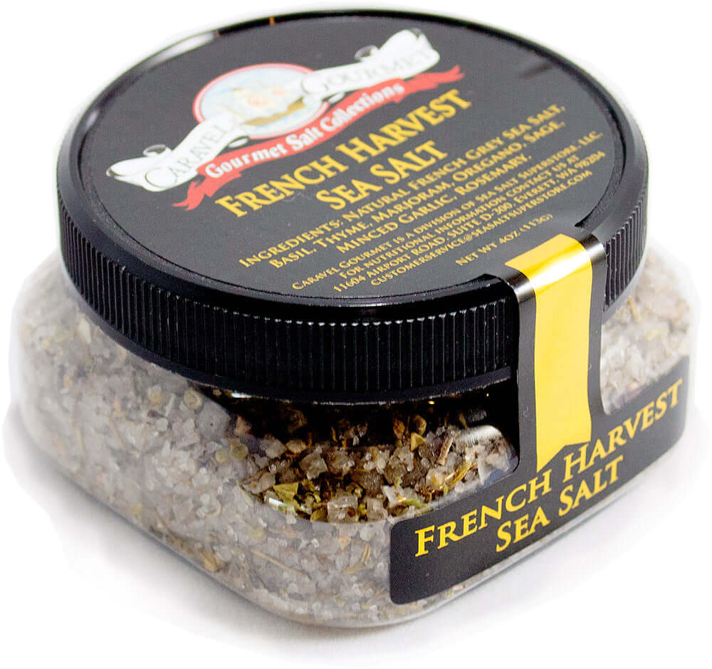 French Harvest Sea Salt - 4 oz - Stackable Container - Caravel Gourmet - Case of 6