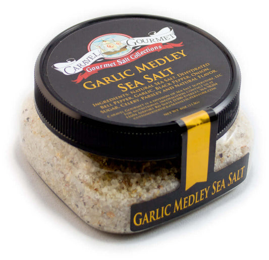 Garlic Medley Sea Salt - 4 oz - Stackable Container - Caravel Gourmet - Case of 6