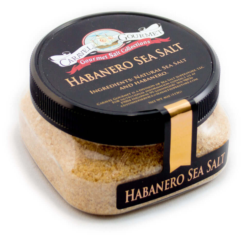 Habanero Sea Salt - 4 oz - Stackable Container - Caravel Gourmet - Case of 6