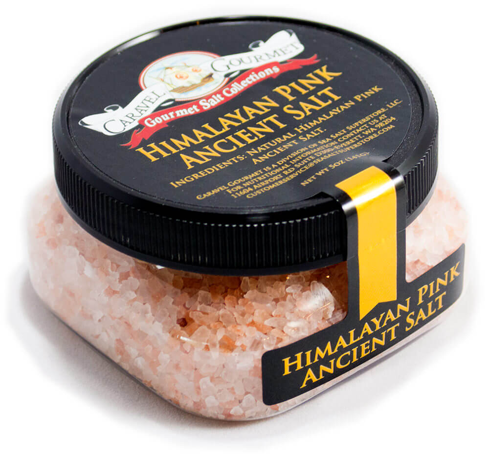 Himalayan Pink Ancient Salt - Coarse - 5 oz - Stackable Container - Caravel Gourmet - Case of 6