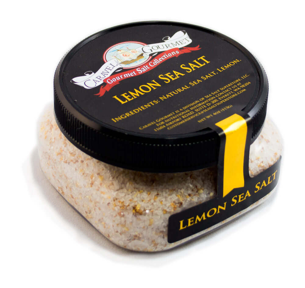 Lemon Pepper Sea Salt - 4 oz - Stackable Container - Caravel Gourmet - Case of 6