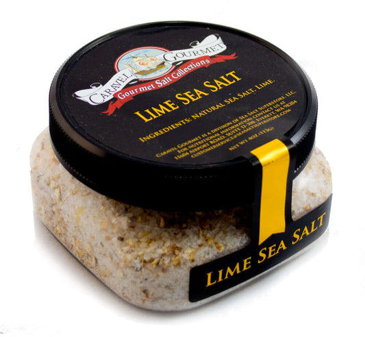 Lime Sea Salt - 4 oz - Stackable Container - Caravel Gourmet - Case of 6