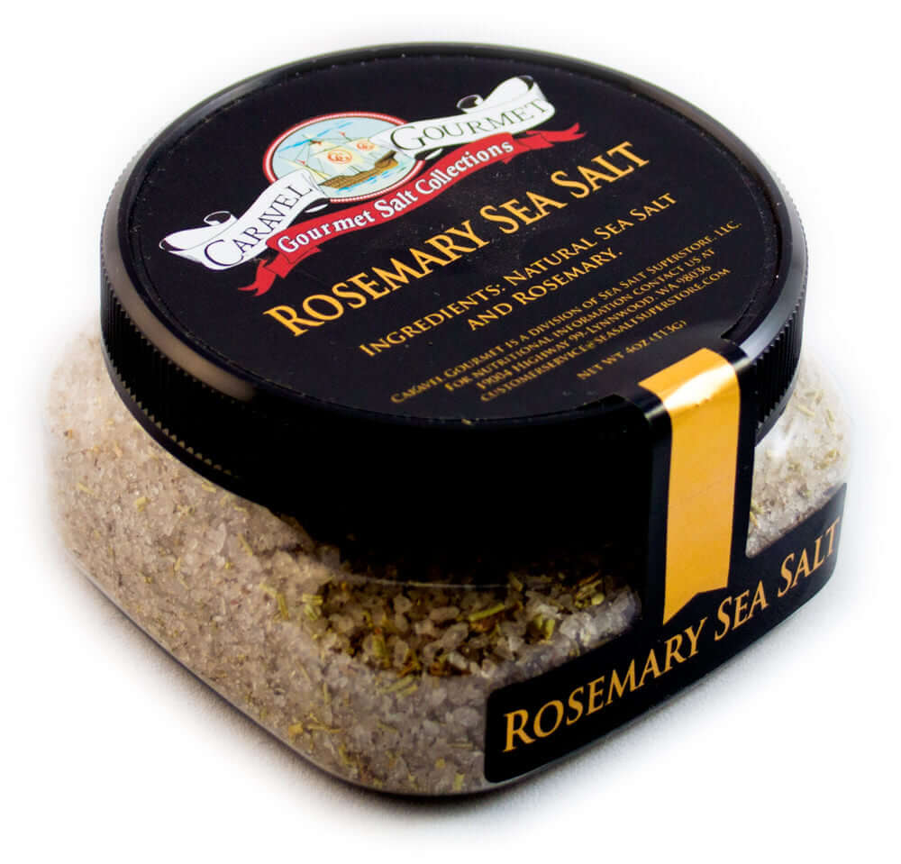 Rosemary Lemon Sea Salt - 4 oz - Stackable Container - Caravel Gourmet - Case of 6