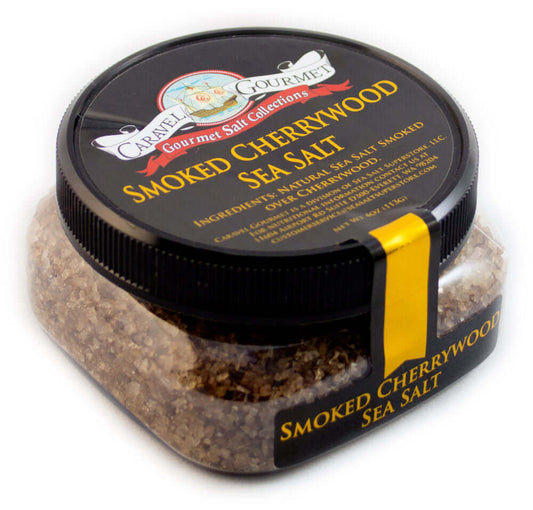 Smoked Cherrywood Sea Salt - Fine - 4 oz Stackable Container - Case of 6 - Caravel Gourmet